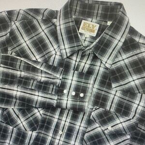 Ely Cattleman Black & White Plaid Western Snap Shirt